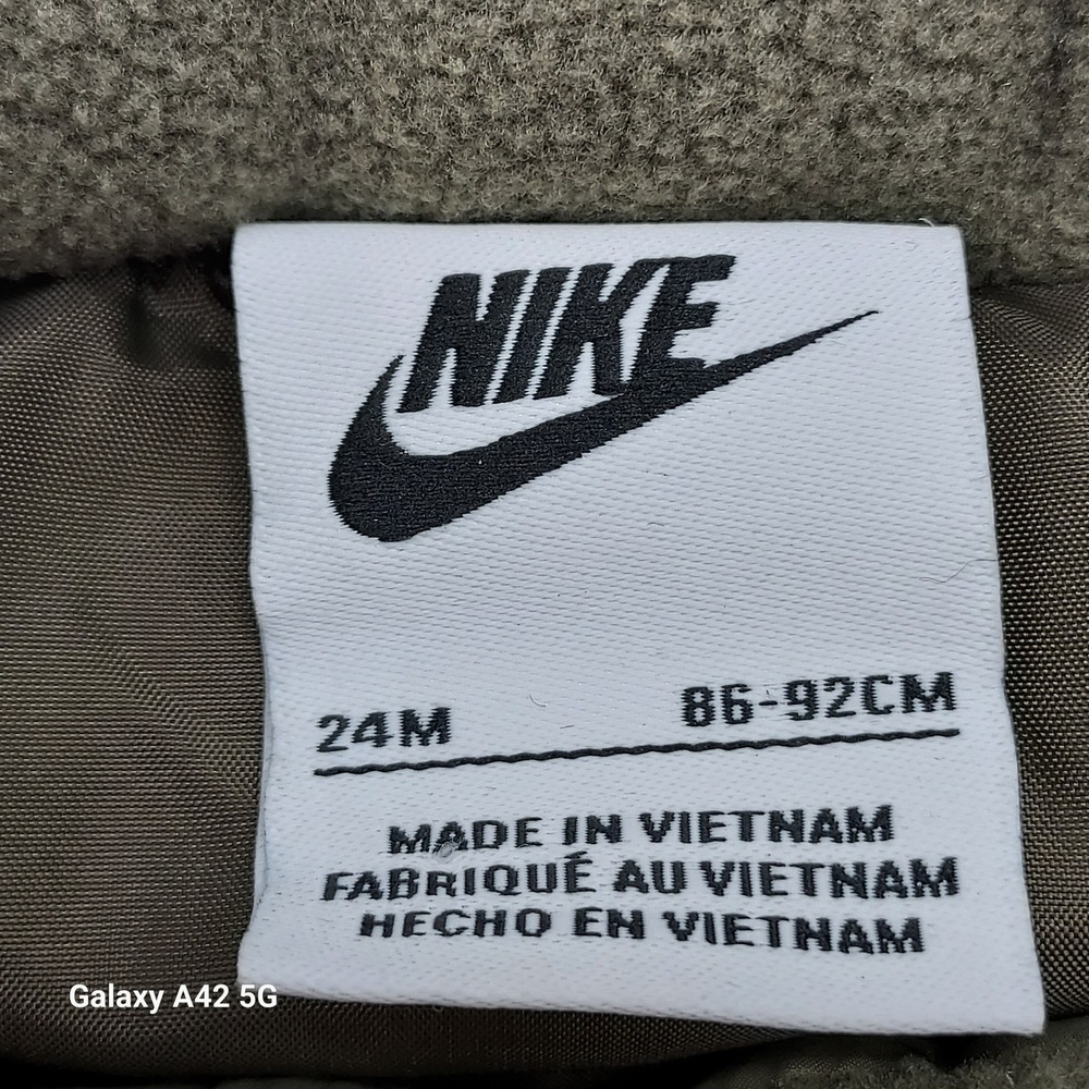Nike Toddler Puffer Vest Olive Brown Neon Green Logo Print Full Zip 24M L644-E6F - Picture 2 of 5